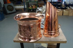 Copper coal scuttle polished